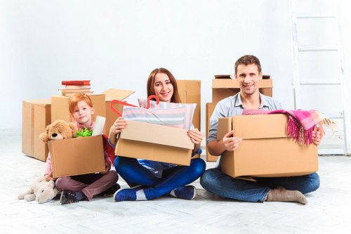 Packing and labelling office items for a Wennington workplace relocation