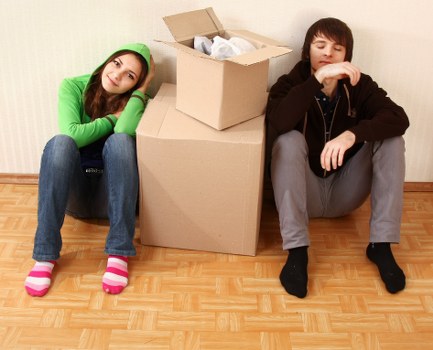 Household boxes and furniture ready for removal van transport