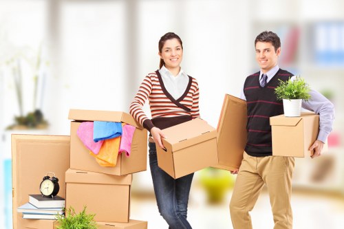 Packed boxes and furniture ready for local relocation