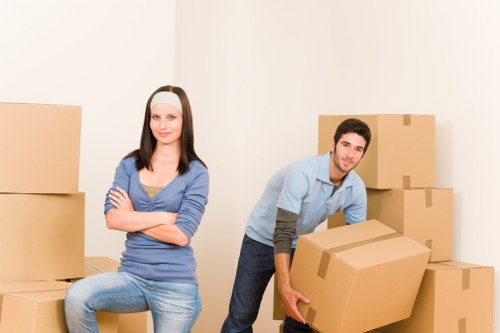 Packed household items and labelled boxes for a smooth Wennington move